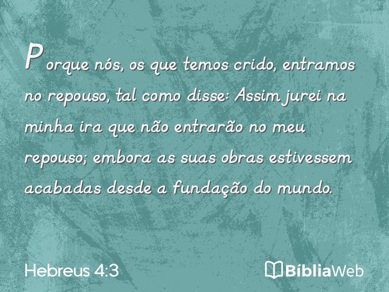Hebreus 4:3 em imagem para compartilhar