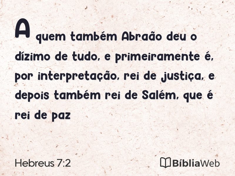 Hebreus 7:2 em imagem para compartilhar