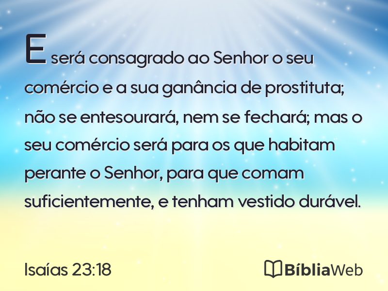Isaías 23:18 em imagem para compartilhar