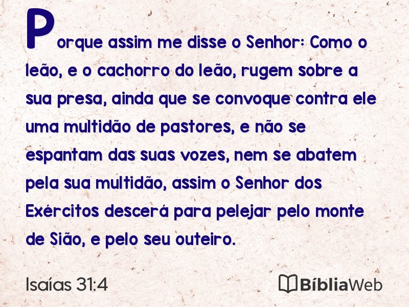 Isaías 31:4 em imagem para compartilhar