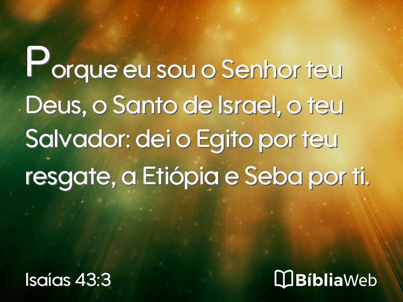 Isaías 43:3 em imagem para compartilhar