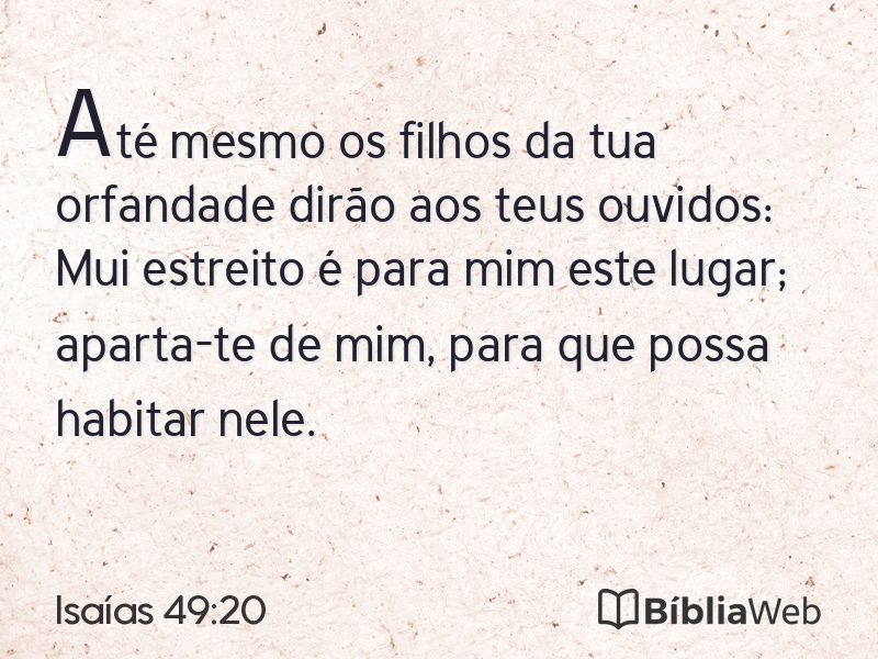 Isaías 49:20 em imagem para compartilhar