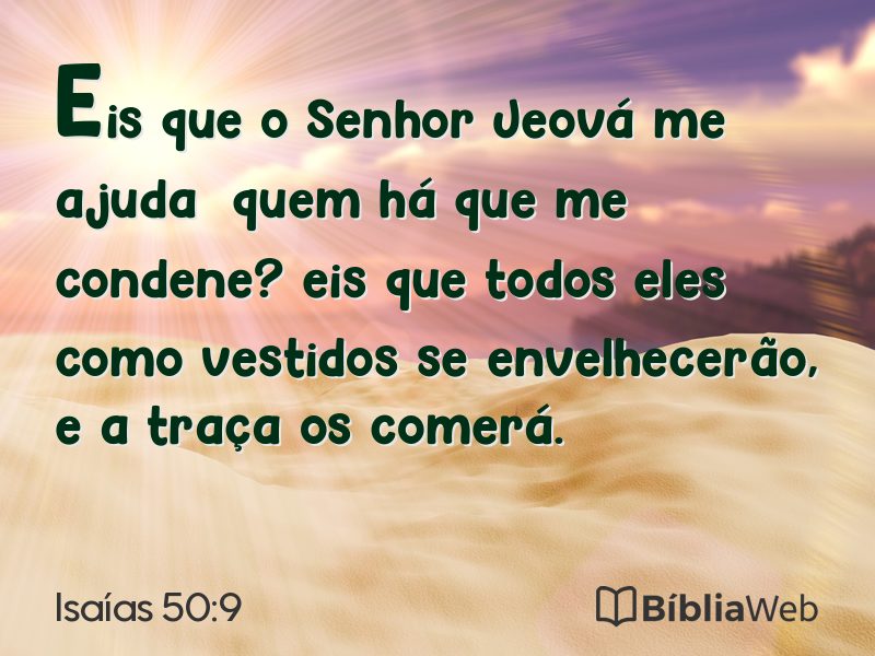 Isaías 50:9 em imagem para compartilhar
