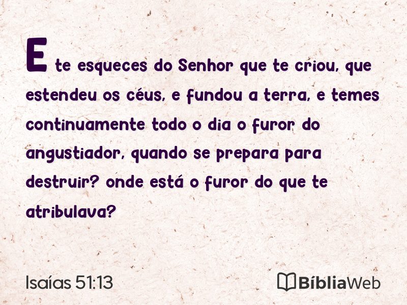 Isaías 51:13 em imagem para compartilhar