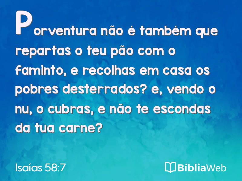 Isaías 58:7 em imagem para compartilhar
