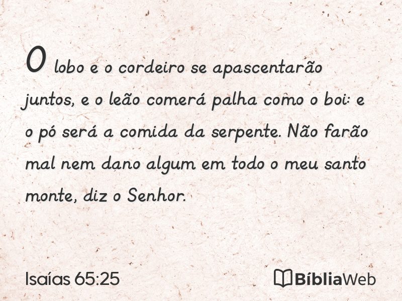 Isaías 65:25 em imagem para compartilhar
