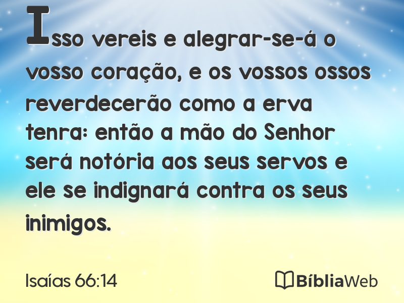 Isaías 66:14 em imagem para compartilhar