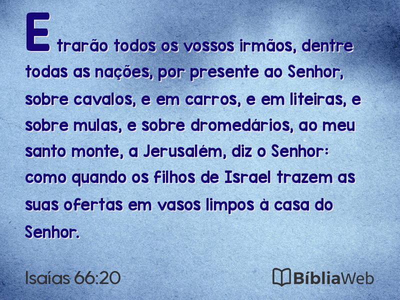 Isaías 66:20 em imagem para compartilhar