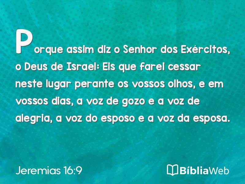 Jeremias 16:9 em imagem para compartilhar