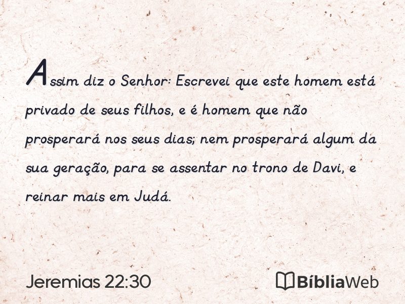 Jeremias 22:30 em imagem para compartilhar