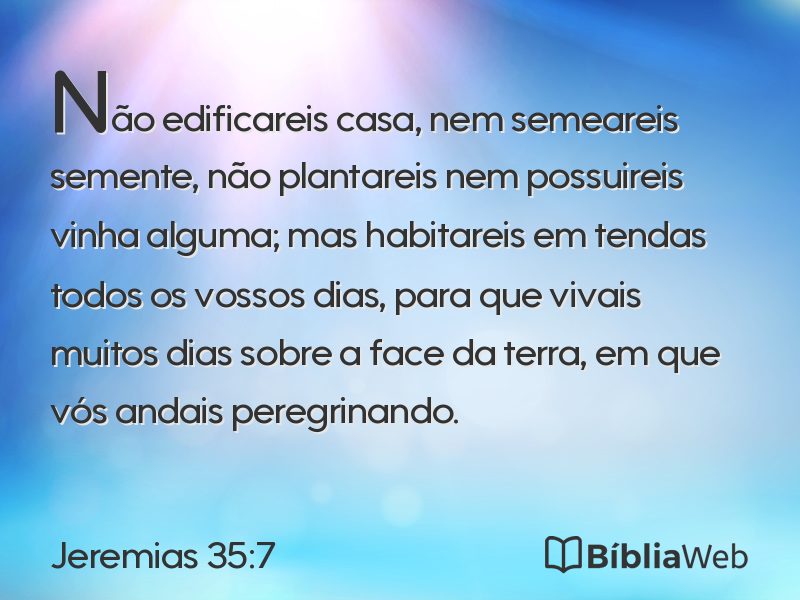 Jeremias 35:7 em imagem para compartilhar