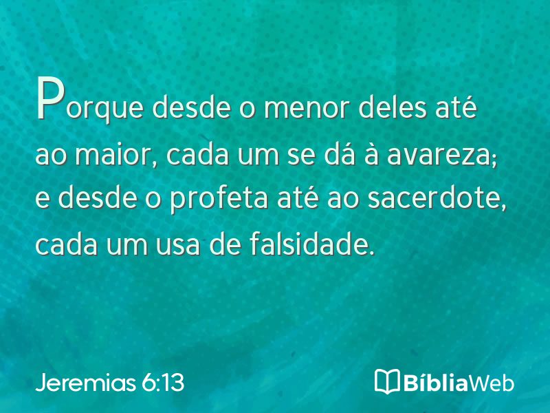 Jeremias 6:13 em imagem para compartilhar