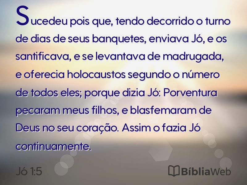 Jó 1:5 em imagem para compartilhar