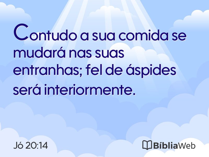 Jó 20:14 em imagem para compartilhar