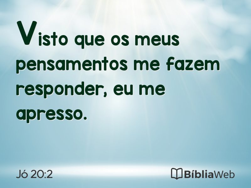 Jó 20:2 em imagem para compartilhar