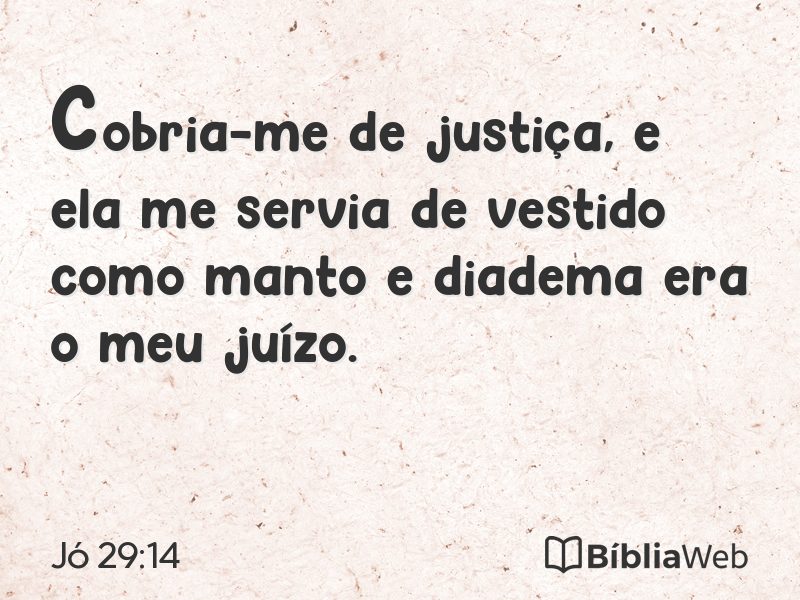 Jó 29:14 em imagem para compartilhar