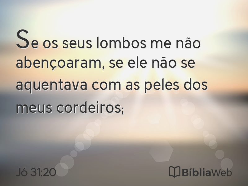 Jó 31:20 em imagem para compartilhar