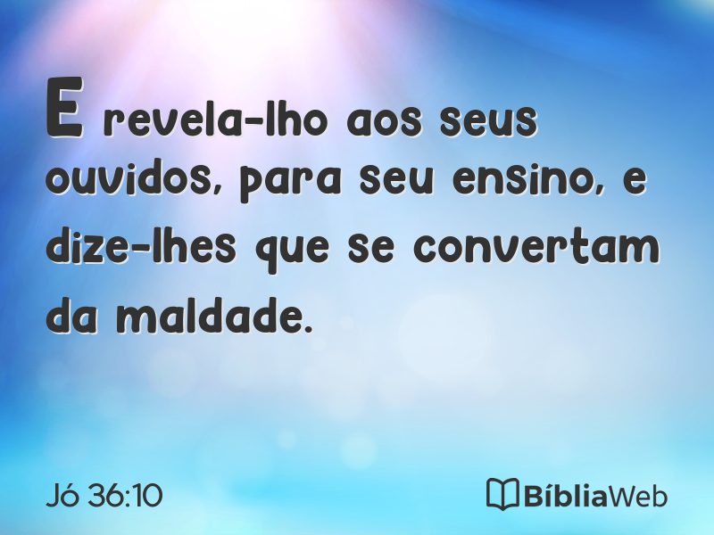 Jó 36:10 em imagem para compartilhar