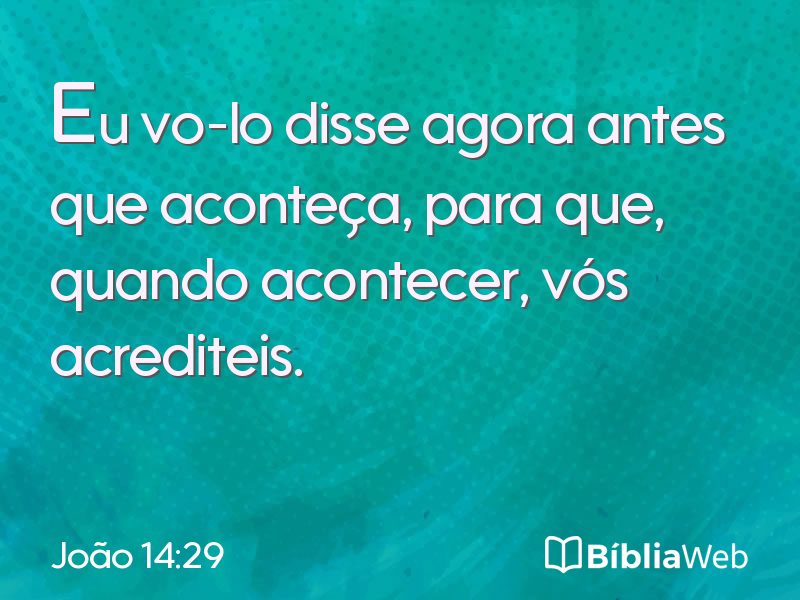 João 14:29 em imagem para compartilhar