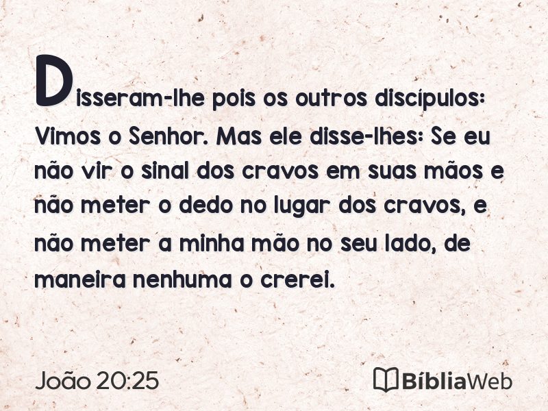 João 20:25 em imagem para compartilhar