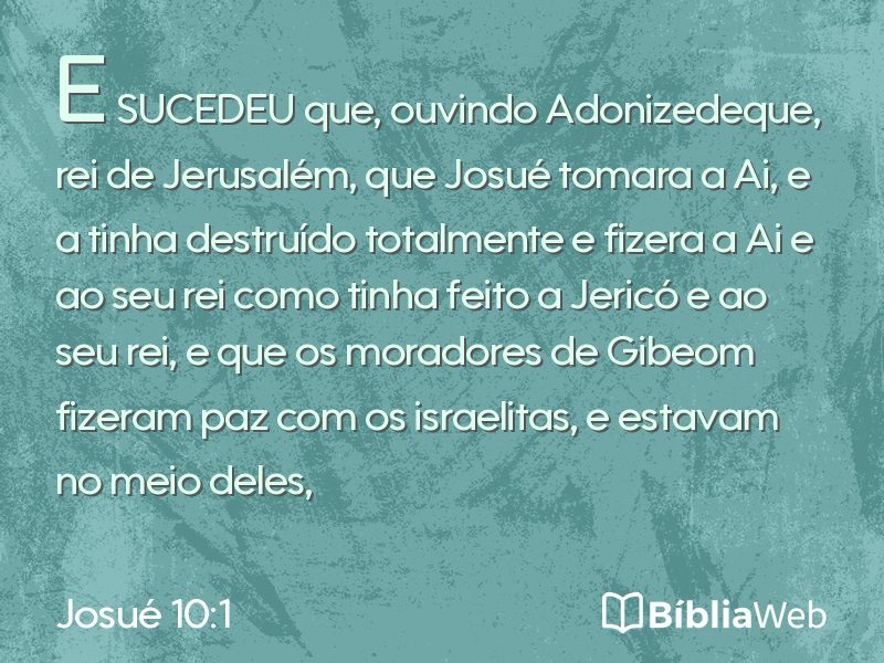 Josué 10:1 em imagem para compartilhar