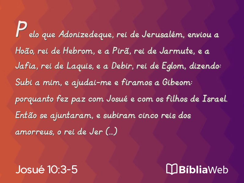 Josué 10:3-5 em imagem para compartilhar