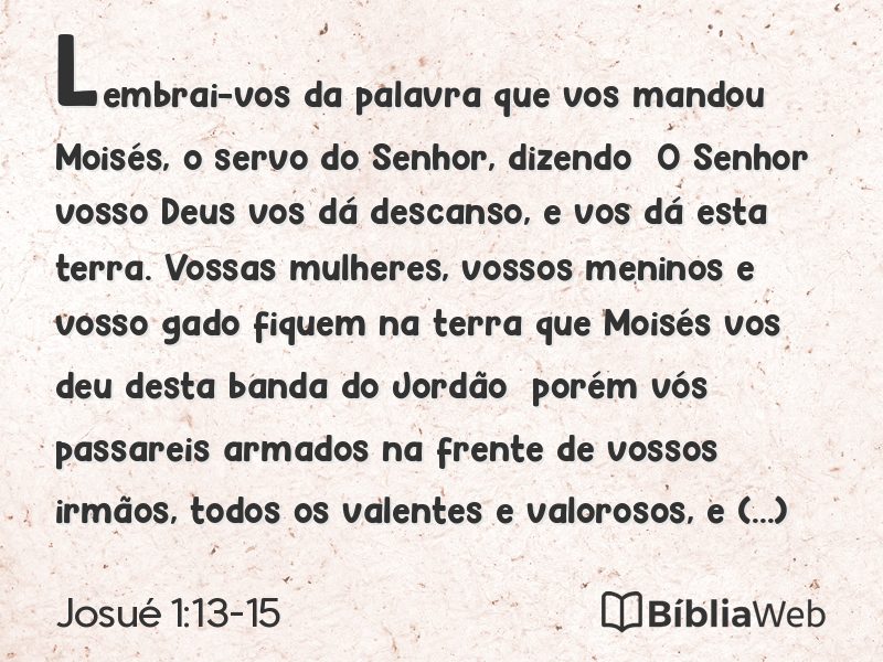 Josué 1:13-15 em imagem para compartilhar