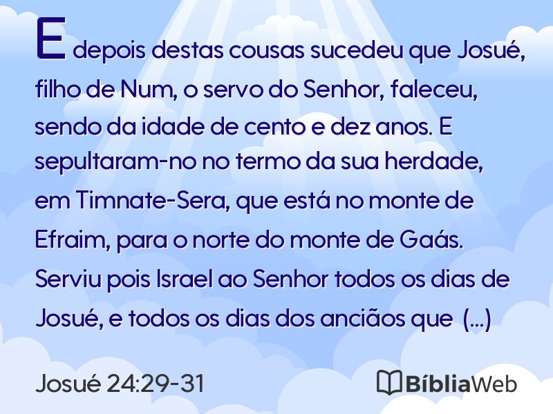 Josué 24:29-31 em imagem para compartilhar