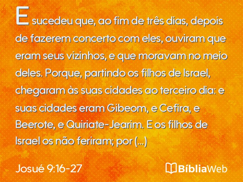 Josué 9:16-27 em imagem para compartilhar