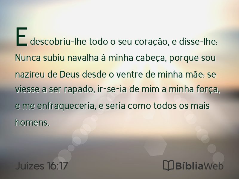 Juízes 16:17 em imagem para compartilhar