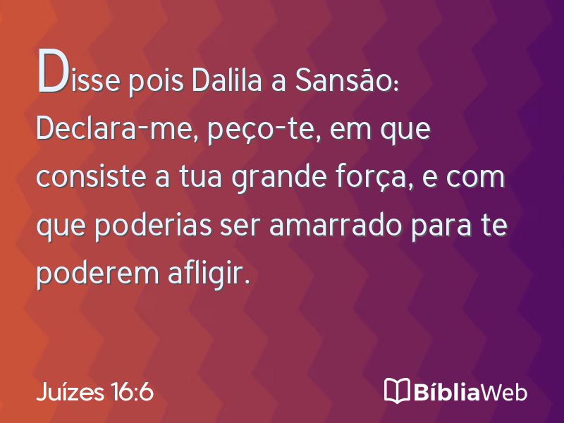 Juízes 16:6 em imagem para compartilhar
