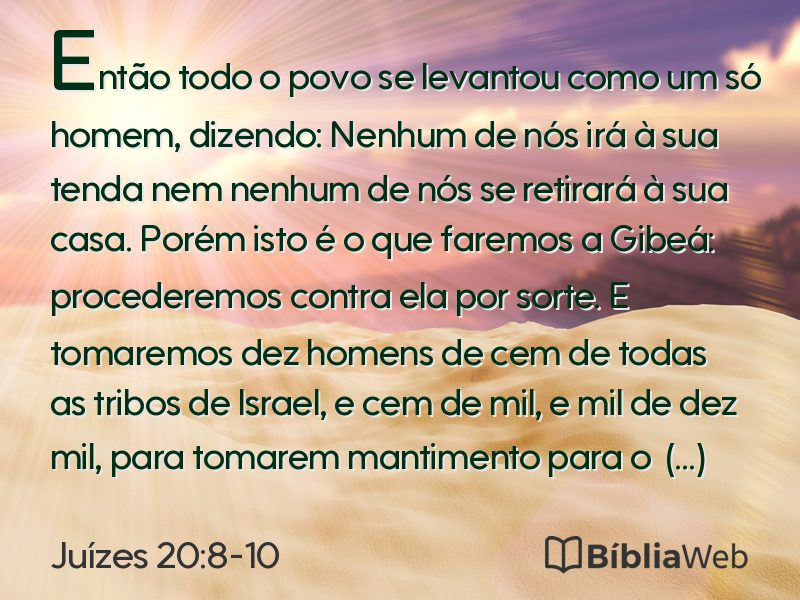 Juízes 20:8-10 em imagem para compartilhar