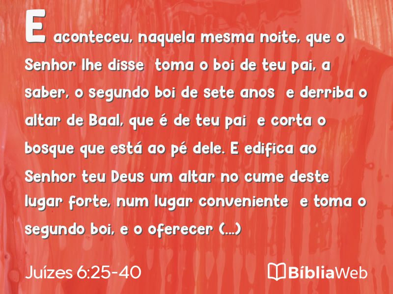 Juízes 6:25-40 em imagem para compartilhar