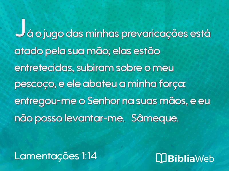 Lamentações 1:14 em imagem para compartilhar