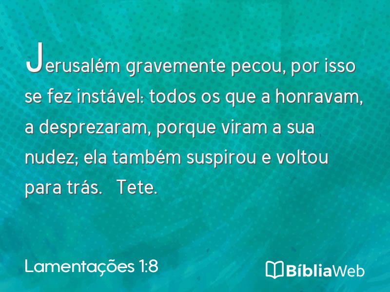 Lamentações 1:8 em imagem para compartilhar