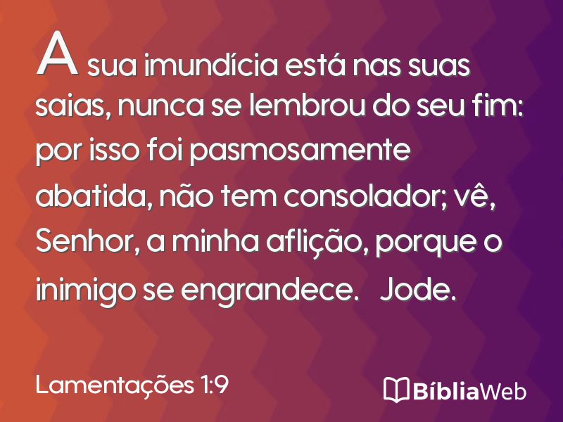 Lamentações 1:9 em imagem para compartilhar