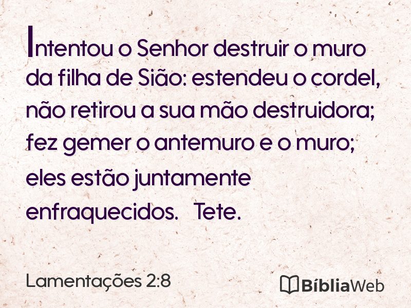 Lamentações 2:8 em imagem para compartilhar