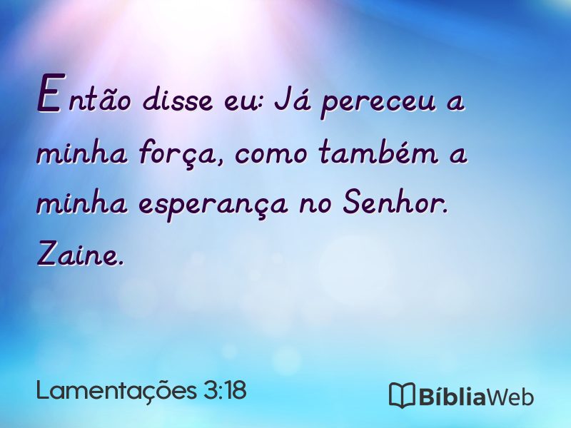 Lamentações 3:18 em imagem para compartilhar