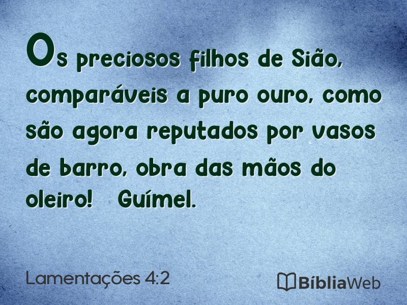 Lamentações 4:2 em imagem para compartilhar