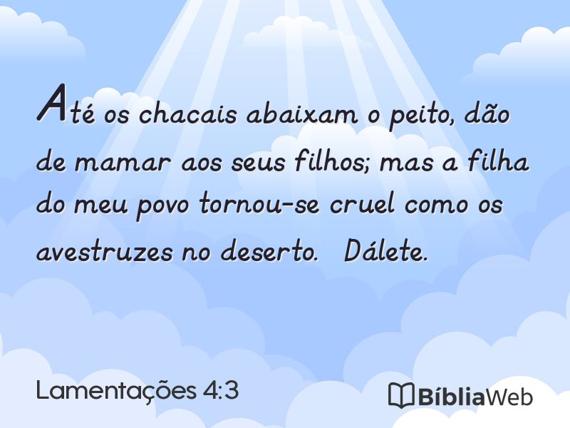 Lamentações 4:3 em imagem para compartilhar