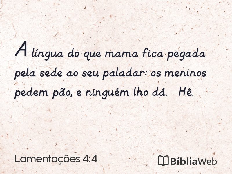 Lamentações 4:4 em imagem para compartilhar