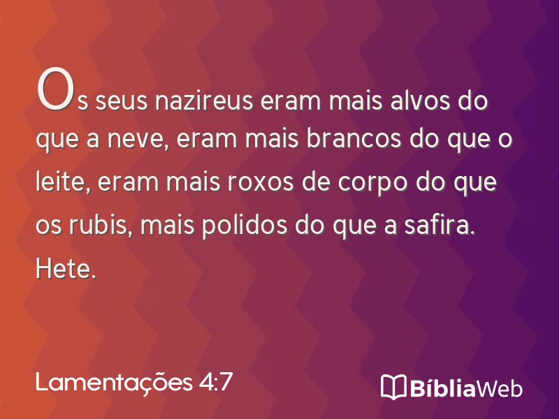 Lamentações 4:7 em imagem para compartilhar