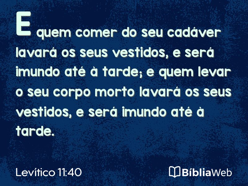 Levítico 11:40 em imagem para compartilhar