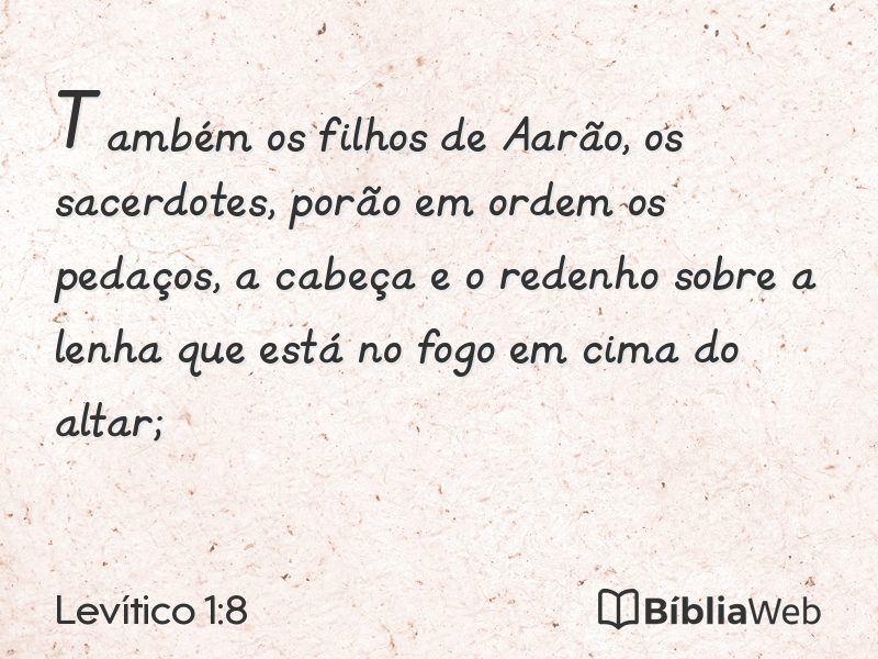 Levítico 1:8 em imagem para compartilhar