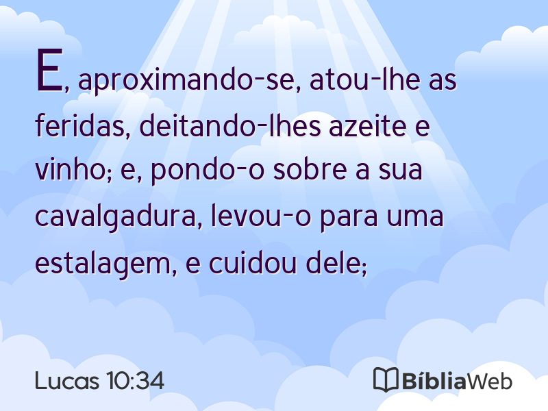 Lucas 10:34 em imagem para compartilhar