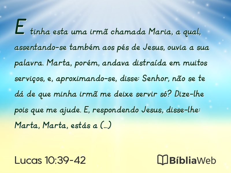 Lucas 10:39-42 em imagem para compartilhar