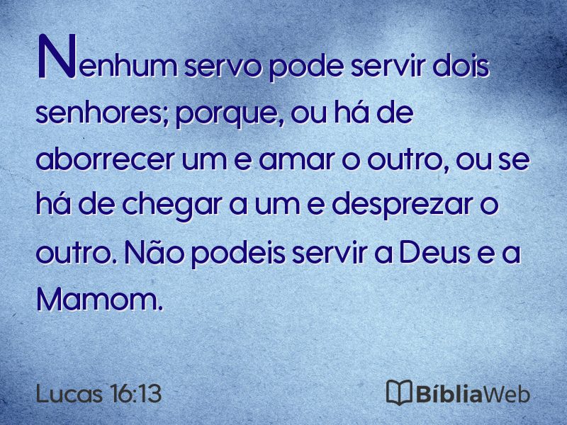 Lucas 16:13 em imagem para compartilhar