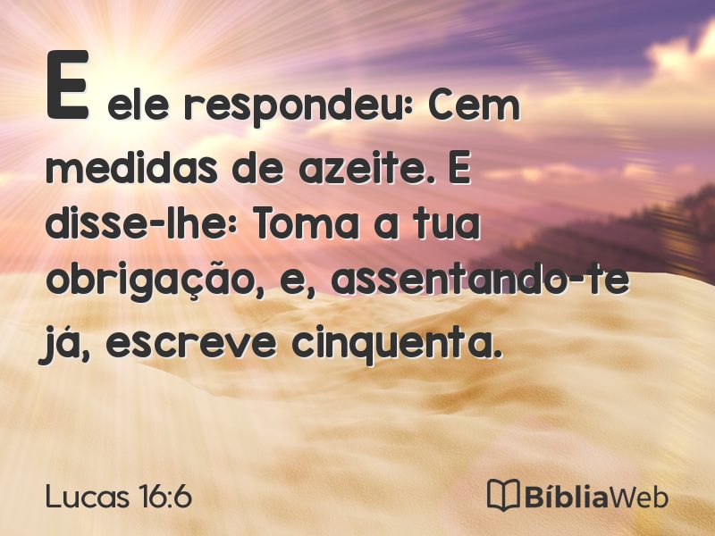 Lucas 16:6 em imagem para compartilhar