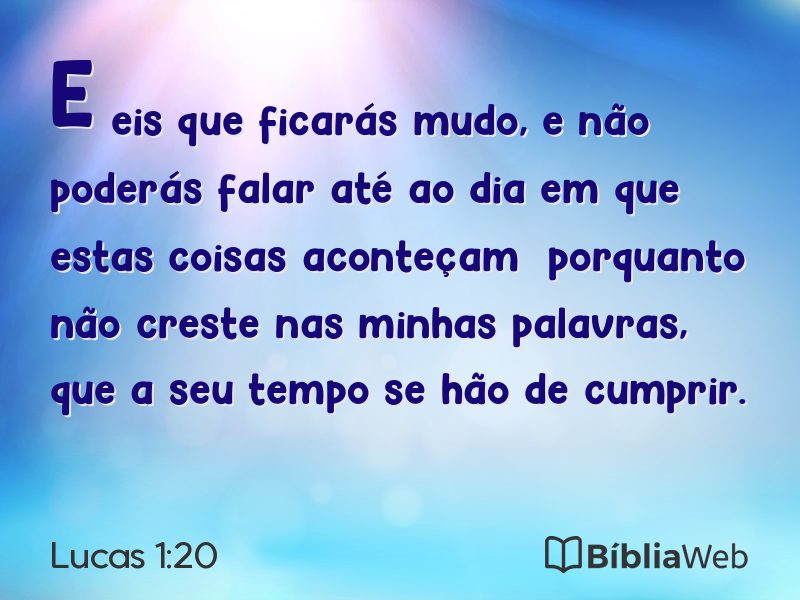 Lucas 1:20 em imagem para compartilhar