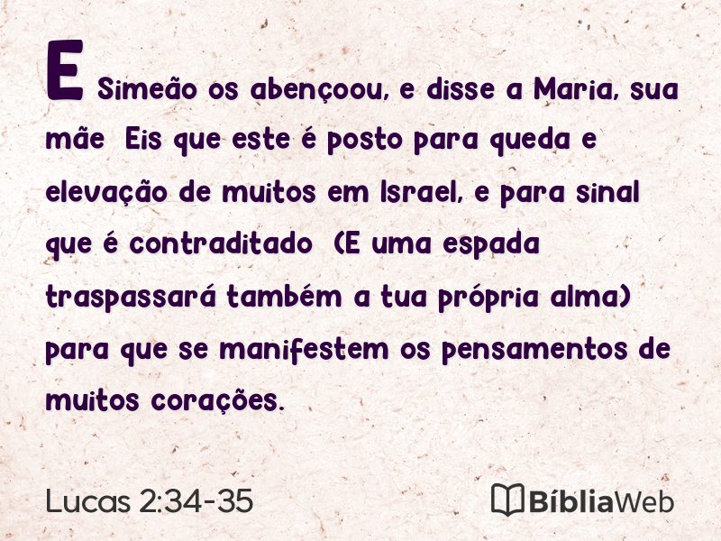 Lucas 2:34-35 em imagem para compartilhar